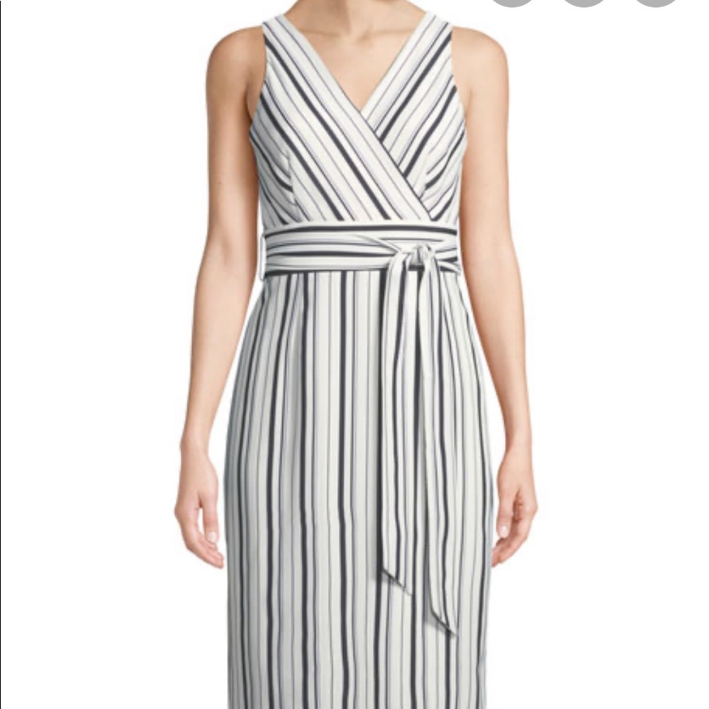 Tahari ASL James Sleeveless Belted Midi Wrap Dress